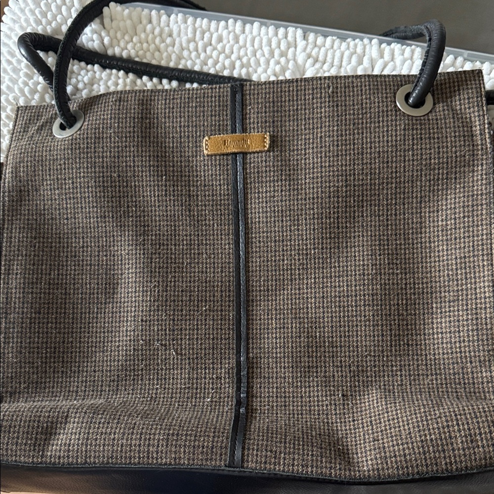 Hammitt Brown Checkered Tote with Black Accents